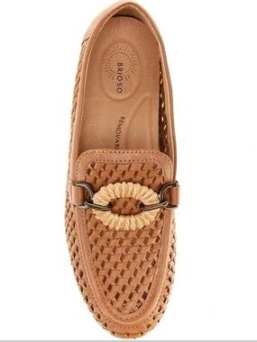 NWOT Brioso Presley Tan Woven Leather Loafer - Women's Flats